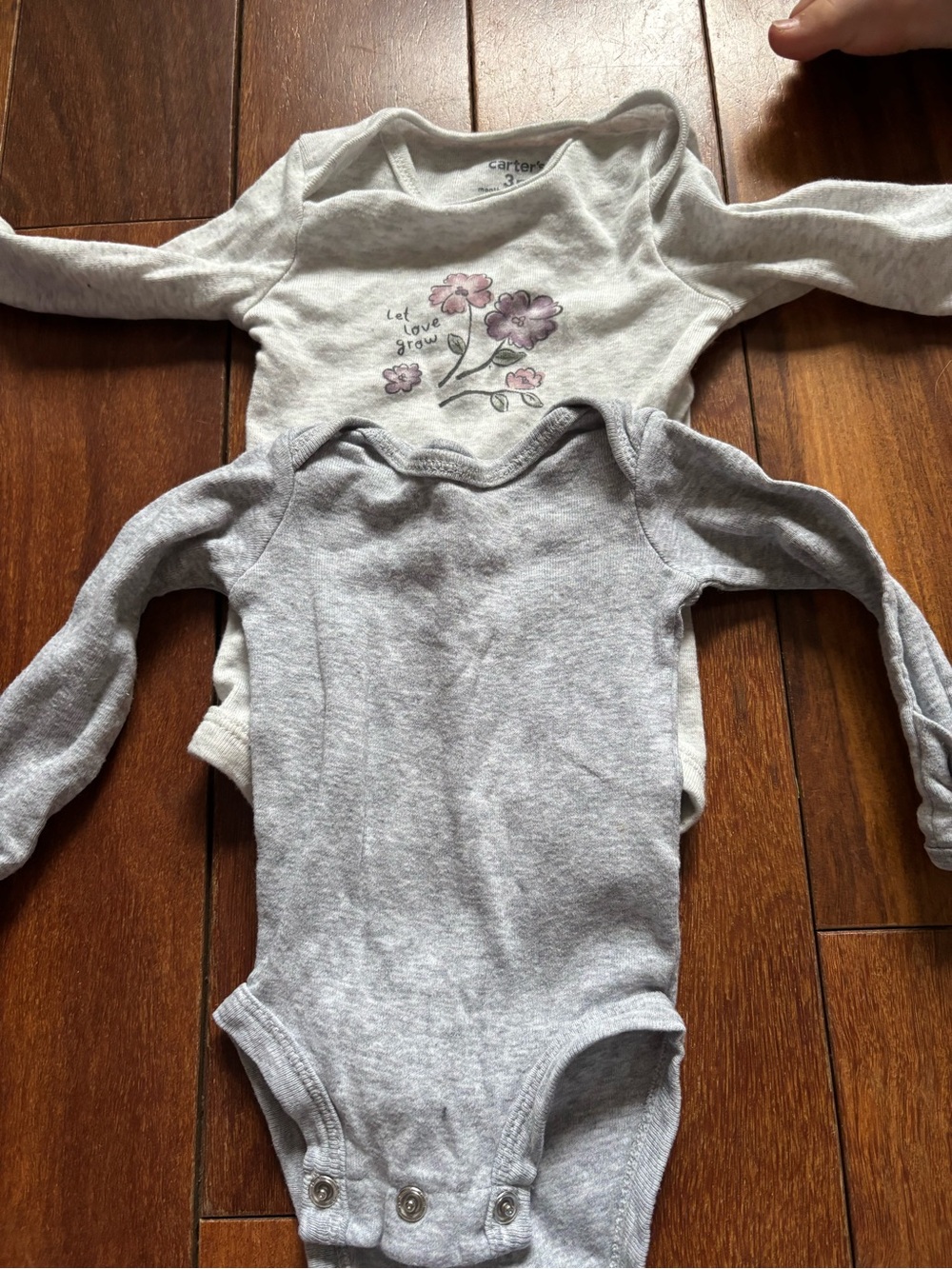 Carter's 2-Pack Long-Sleeve Baby One-Pieces in Gray and Heathered Cream